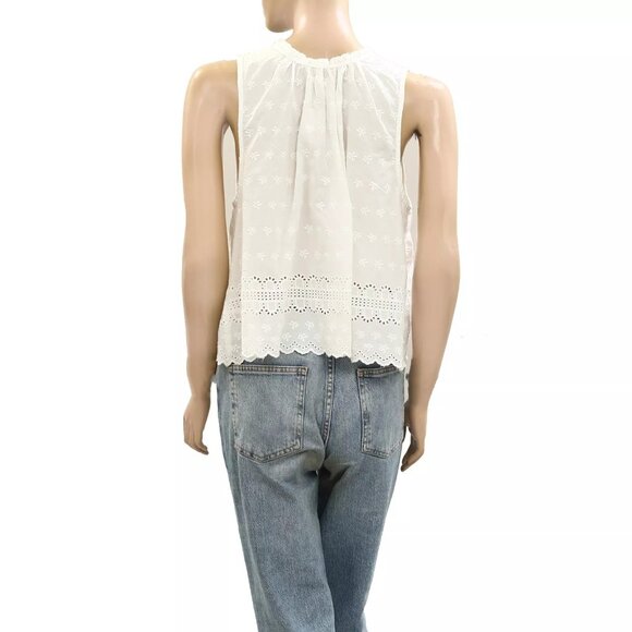 Free People We The Free Marina Cotton Eyelet Ruffle Tank Blouse Top L NWT 277657 - Picture 7 of 9